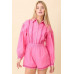 Long Sleeve Romper With Contrasting Scallop Lace