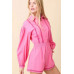 Long Sleeve Romper With Contrasting Scallop Lace