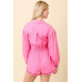 Long Sleeve Romper With Contrasting Scallop Lace