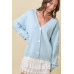 Hand Sewn Satin Ribbon Detail On Sleeve Cardigan