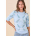 Floral Ribbon Print Sweater Knit Top