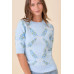 Floral Ribbon Print Sweater Knit Top
