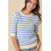 Short Sleeve Sweater Knit Stripe Top