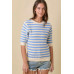 Short Sleeve Sweater Knit Stripe Top