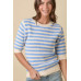Short Sleeve Sweater Knit Stripe Top