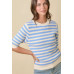 Short Sleeve Sweater Knit Stripe Top