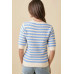 Short Sleeve Sweater Knit Stripe Top