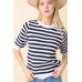 Short Sleeve Sweater Knit Stripe Top