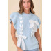 Weaved Ribbon Bow Detail Sweater Knit Top