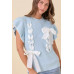 Weaved Ribbon Bow Detail Sweater Knit Top