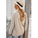 Round Neck Solid Button Top
