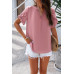 V Neck Ruffle Sleeve Flowy Loose Shirt