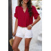 V Neck Ruffle Sleeve Flowy Loose Shirt