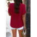 V Neck Ruffle Sleeve Flowy Loose Shirt