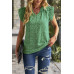 Floral Pleated V Neck Flutter Sleeve Pullover Top