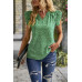 Floral Pleated V Neck Flutter Sleeve Pullover Top