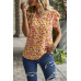Floral Pleated V Neck Flutter Sleeve Pullover Top