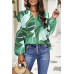 Floral V Neck Button Ruffle Long Sleeve Top