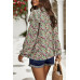 Floral V Neck Button Ruffle Long Sleeve Top