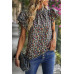 Floral Mock Neck Ruffle Short Sleeve Shirt