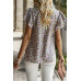 Floral Mock Neck Ruffle Short Sleeve Shirt