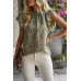 Floral Mock Neck Ruffle Short Sleeve Shirt