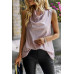 Animal Print Scarf Collar Sleeveless Loose Top