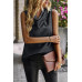 Animal Print Scarf Collar Sleeveless Loose Top