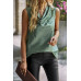 Animal Print Scarf Collar Sleeveless Loose Top