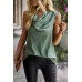 Animal Print Scarf Collar Sleeveless Loose Top