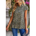 Ruffle Frill Trim Mock Neck Short Sleeve Shirt