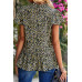 Ruffle Frill Trim Mock Neck Short Sleeve Shirt