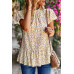 Ruffle Frill Trim Mock Neck Short Sleeve Shirt
