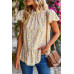 Ruffle Frill Trim Mock Neck Short Sleeve Shirt