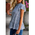 Ruffle Frill Trim Mock Neck Short Sleeve Shirt