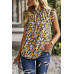 Boho Floral Sleeveless Loose Fit Collar Top