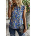 Boho Floral Sleeveless Loose Fit Collar Top