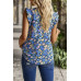 Boho Floral Sleeveless Loose Fit Collar Top