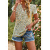 Crewneck Lace Crochet Short Sleeve Loose Blouse