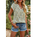 Crewneck Lace Crochet Short Sleeve Loose Blouse