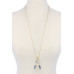 Double horn natural stone pendant necklace - Designer Style - CC-36948