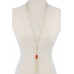 Cut Out Long Oval Bead Tassel Pendant Necklace - Designer Style - CC-37440