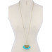 Half Round Tassel Pendant Necklace - CC-37471