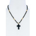 Chic Beaded And Cross Pendant Necklace - Designer Style - CC-51551