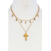 Double Layered Cross Pendant Linked Necklace - CC-51600
