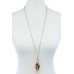 Style Oval Stone Pendant Long Necklace - Designer Style - CC-51608