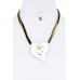 Style Triple Heart Pendant Necklace And Earring Set - Designer Style - CC-51784