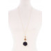 Marbling Natural Stone Pendant Long Necklace - Designer Style - CC-52513