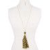Checkered Pattern Fabric Tassel Necklace - Designer Style - CC-52745