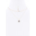 2 Layered Linked Alloy Square Marbling Stone Pendant Necklace - CC-52972